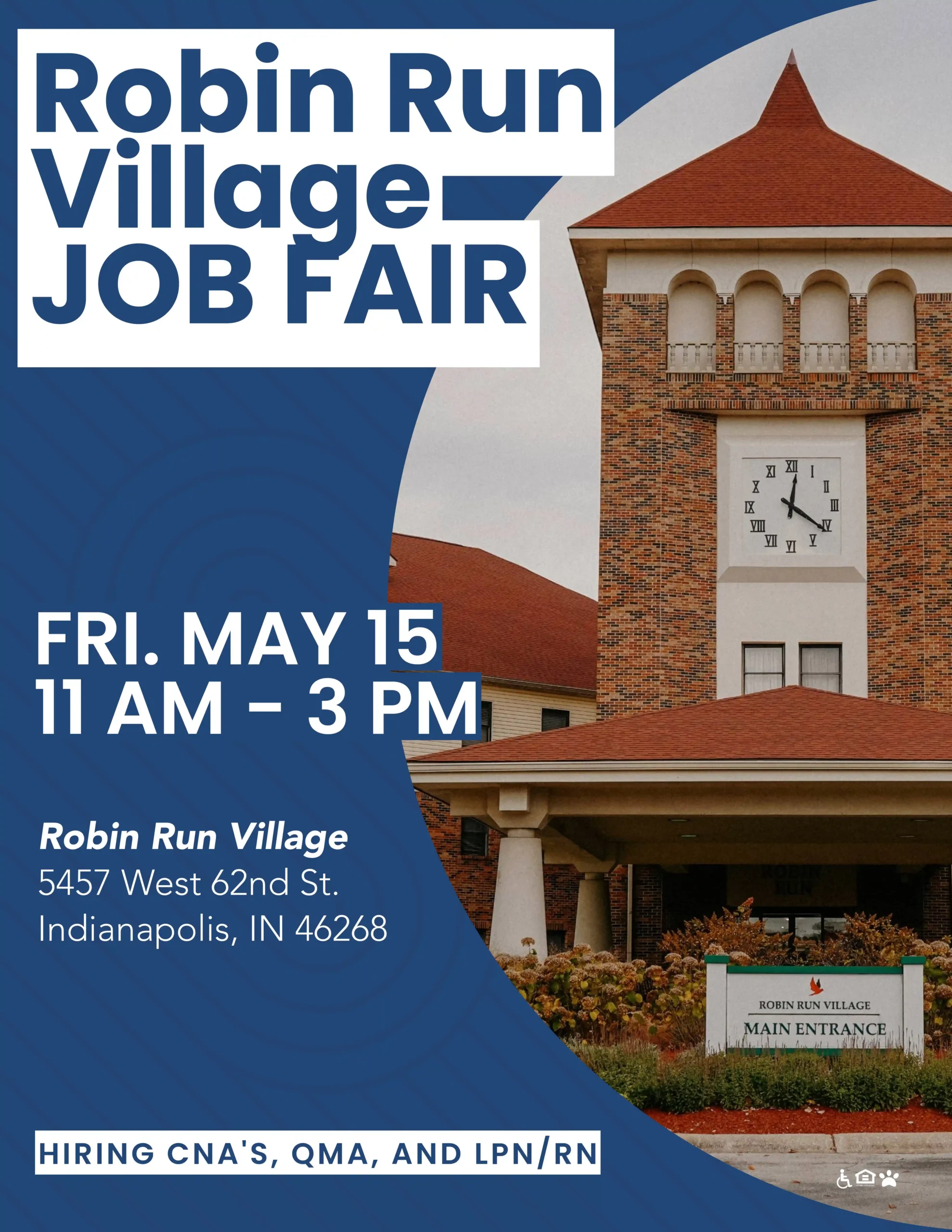 Robin Run Village Job Fair - Friday, May 15 from 11 AM to 3 PM